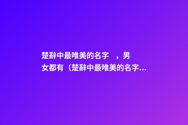 楚辭中最唯美的名字，男女都有（楚辭中最唯美的名字,男女都有什么）